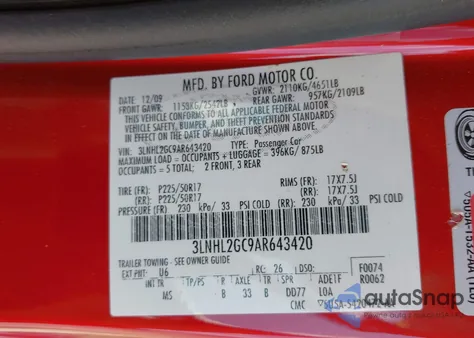 2010 Lincoln Mkz из США, поврежденный, VIN 3LNHL2GC9AR643420